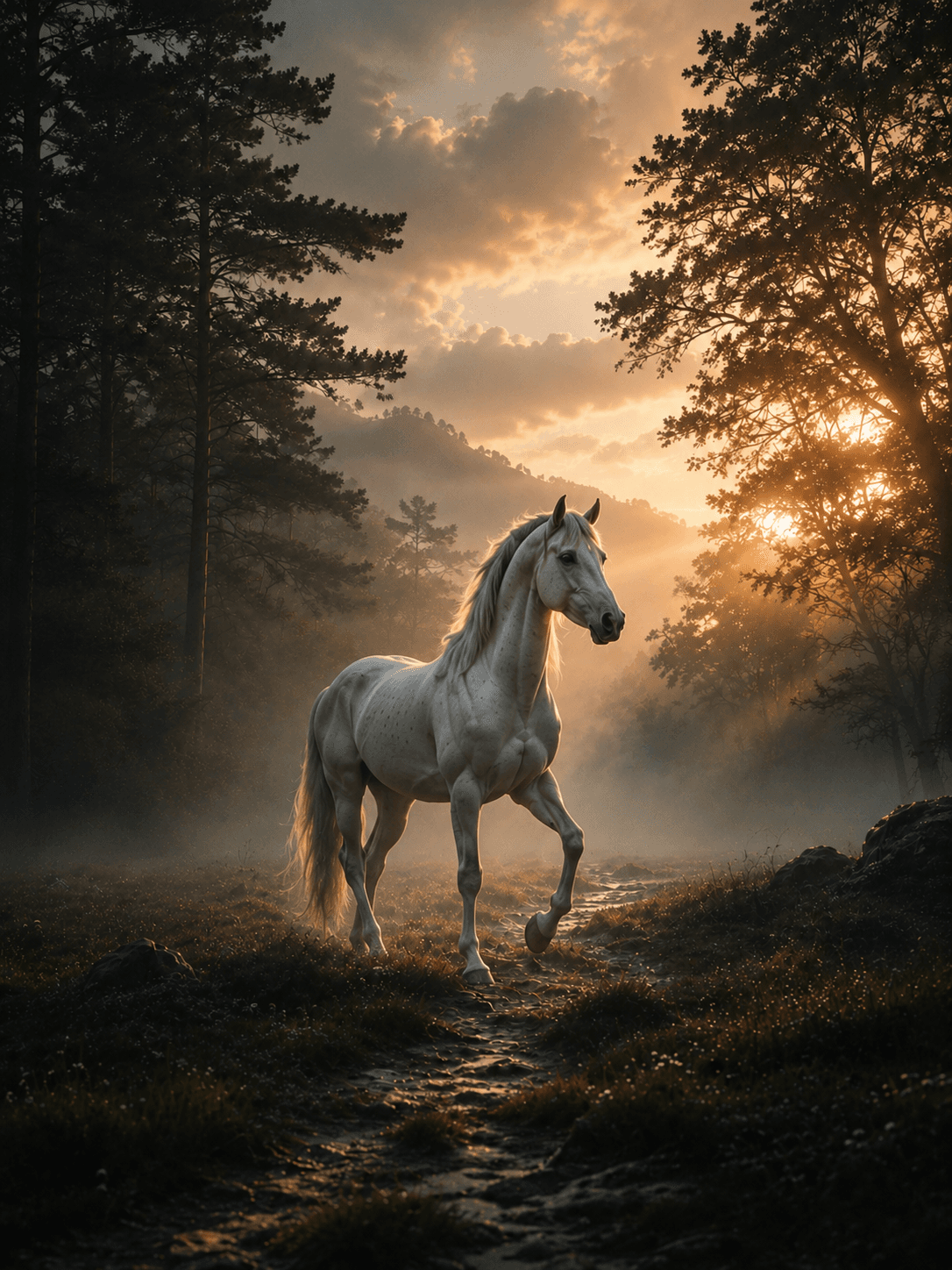 A horse moving through an open landscape, representing vitality, movement, freedom, and steady annual direction. mobile