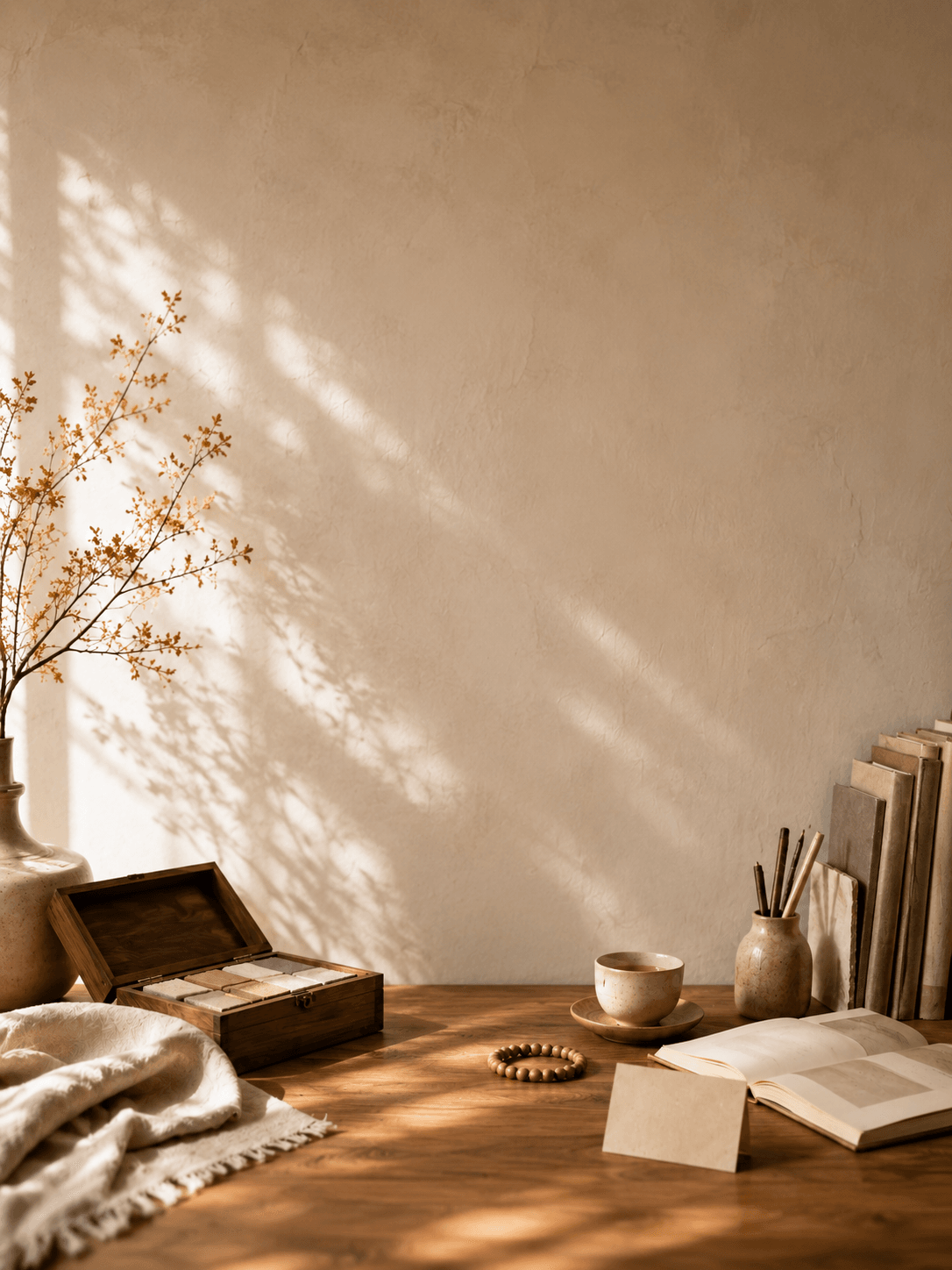 Stillwood Atelier learn entry with bracelets, materials, and a quiet tabletop arrangement.