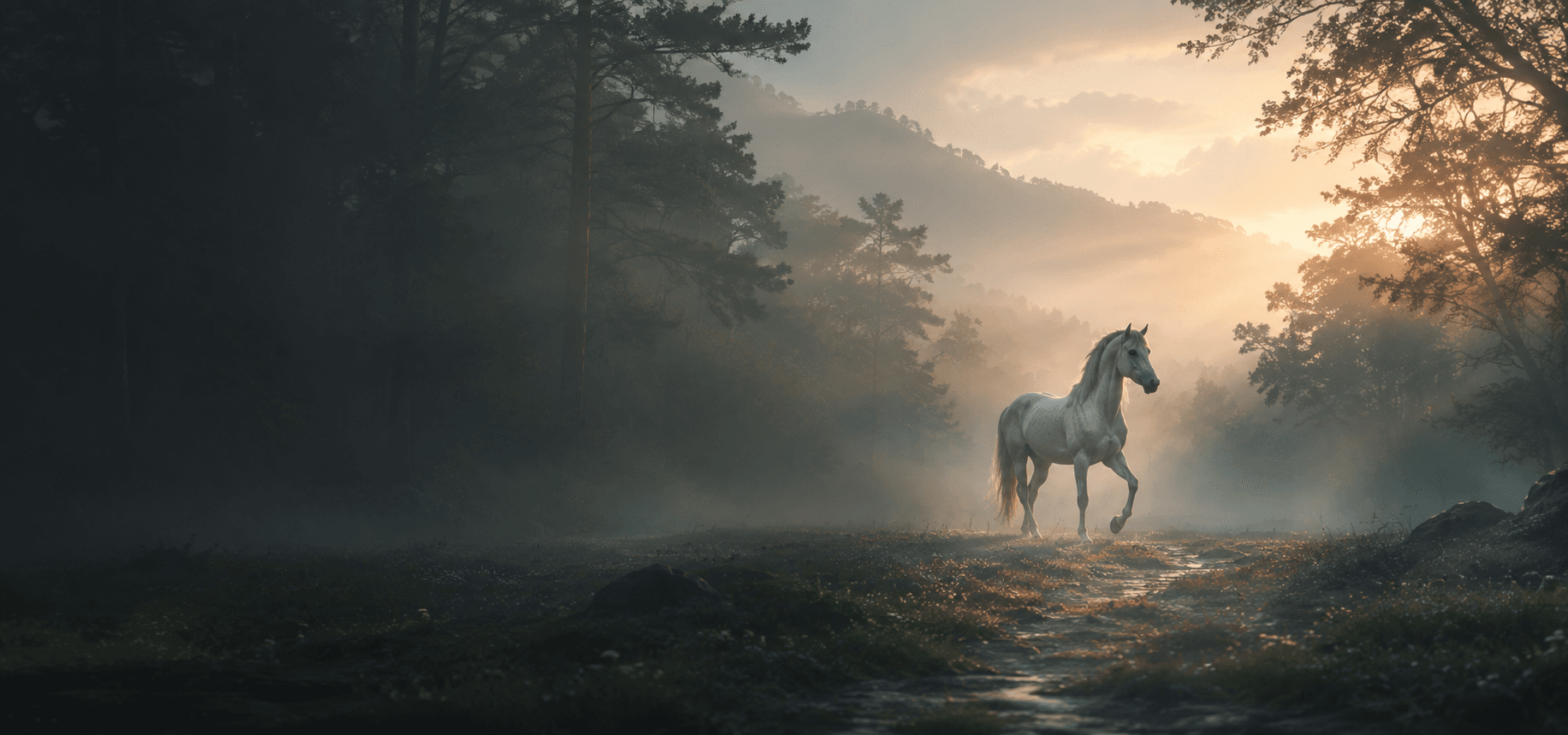 A horse moving through an open landscape, representing vitality, movement, freedom, and steady annual direction.