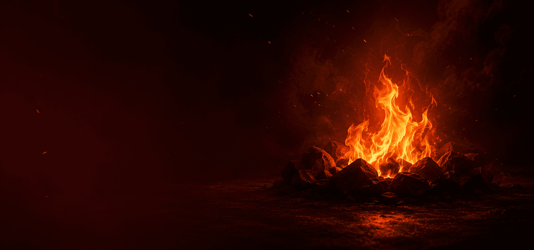 A warm flame and light-filled scene, representing the Fire element, vitality, expression, ritual, and balanced illumination.